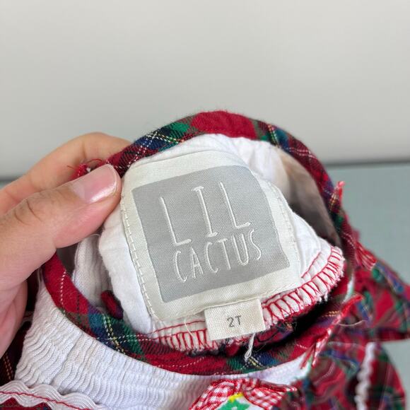 Lil Cactus Smocked Plaid Christmas Tree Dress 2T - Picture 4 of 6